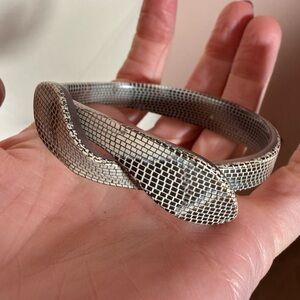 Lea Stein Vintage 1960’s Snake Skin Grey celluloid plastic Double Snake Bracelet